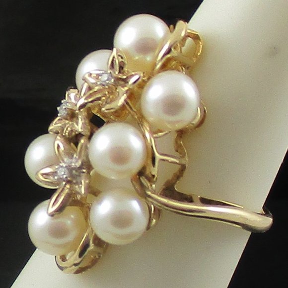 14K YELLOW GOLD CULTURED FRESHWATER PEARL RING - Picture 1 of 6